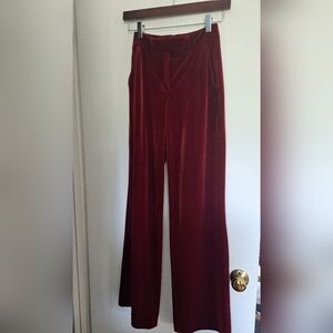 sz 00 WHBM deep red velvet wide leg trousers